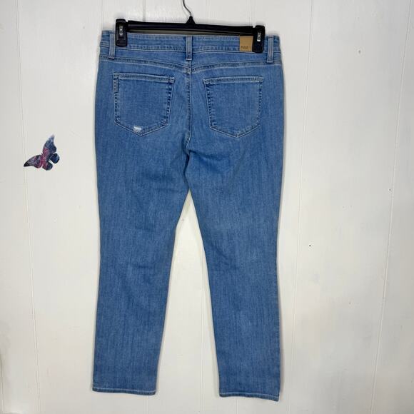 Paige Brigitte Womens Jeans Size 29 Blue Distressed Mid Rise Rocker Grunge Denim - Picture 4 of 14